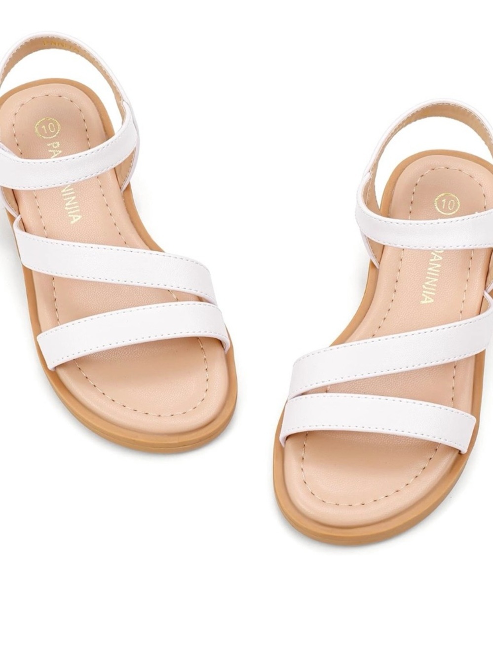 PANDANINJIA Girls Sandals Monica Summer Open Toe Flats Shoes Dress Sandals 2 - Picture 2 of 10